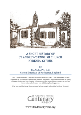 Short History of St Andrew's Church – 1913-1988