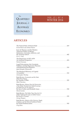 WINTER 2014 Journal of Austrian Economics