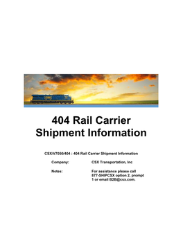 404 Rail Carrier Shipment Information