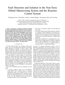 Fault Detection and Isolation in the Non-Toxic Orbital Maneuvering System and the Reaction Control System