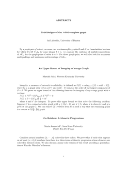 ABSTRACTS Multidesigns of the Λ-Fold Complete Graph Atif Abueida