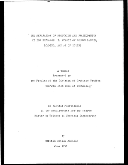 The Separation of Neodymium and Praseodymium by Ion Exchange I