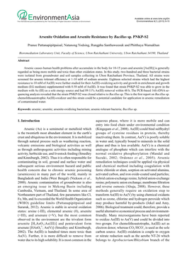 Arsenite Oxidation and Arsenite Resistance by Bacillus Sp