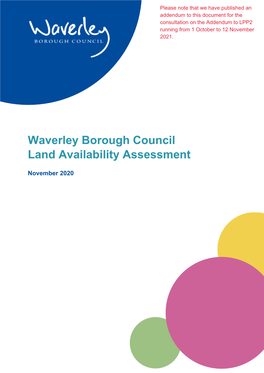 Land Availability Assessment (LAA), and Any Other Report Relating to the Findings of the LAA, the Council Makes the Following Disclaimer Without Prejudice