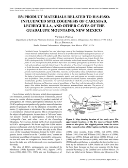 By-Product Materials Relatied to H2S-H2SO4-Influenced Speleogenesis of Carlsbad, Lechuguilla, and Other Caves of the Guadalupe Mountains, New Mexico