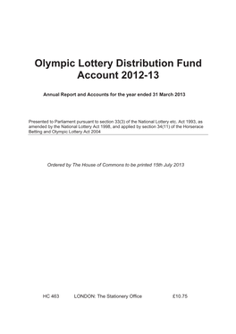 Olympic Lottery Distribution Fund Account 2012-13