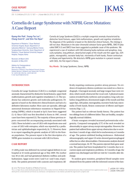 Cornelia De Lange Syndrome with NIPBL Gene Mutation: a Case Report