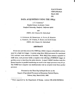 Data Acquisition Using the 168/~ J