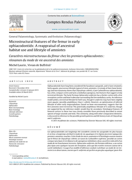 Microstructural Features of the Femur in Early Ophiacodontids