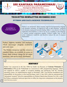 Tech-Bytes Newsletter December 2020 PYTHON and DATA SCIENCE TECHNOLOGY