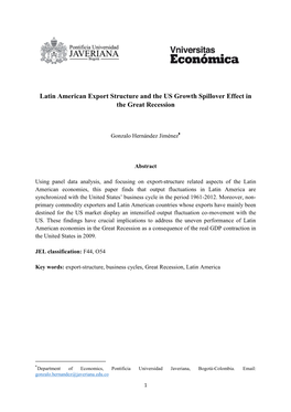 Latin American Export Structure and the US Growth Spillover Effect in the Great Recession