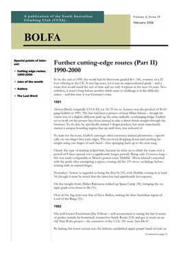 Further Cutting-Edge Routes (Part II) 1990-2000