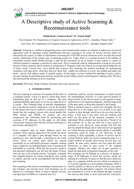 A Descriptive Study of Active Scanning & Reconnaissance Tools