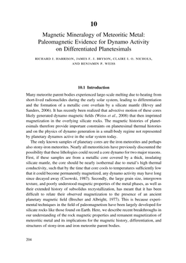 Magnetic Mineralogy of Meteoritic Metal: Paleomagnetic Evidence for Dynamo Activity on Differentiated Planetesimals Richard J