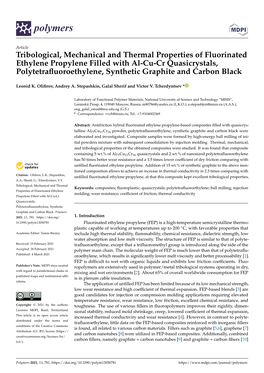 Tribological, Mechanical and Thermal Properties of Fluorinated Ethylene Propylene Filled with Al-Cu-Cr Quasicrystals, Polytetraf