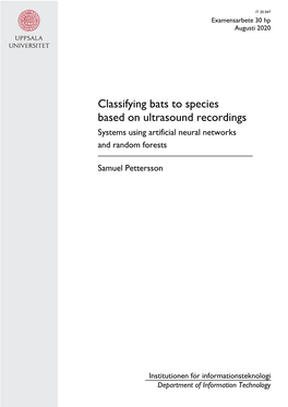 Classifying Bats to Species Based on Ultrasound Recordings Systems Using Artificial Neural Networks and Random Forests