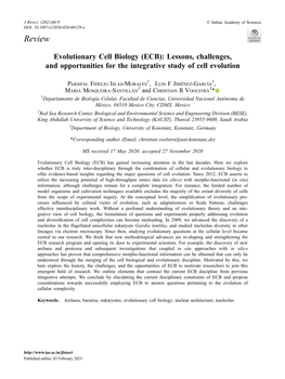 Evolutionary Cell Biology (ECB): Lessons, Challenges, and Opportunities for the Integrative Study of Cell Evolution