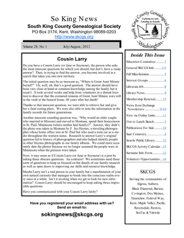 South King County Genealogical Society Newsletter