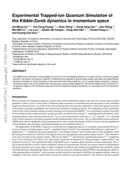 Experimental Trapped-Ion Quantum Simulation of the Kibble-Zurek Dynamics in Momentum Space