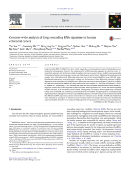 Genome-Wide Analysis of Long Noncoding RNA Signature in Human Colorectal Cancer