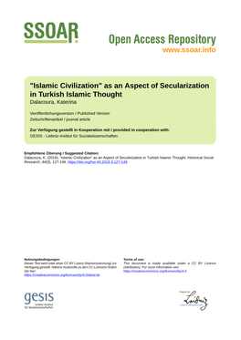 As an Aspect of Secularization in Turkish Islamic Thought Dalacoura, Katerina