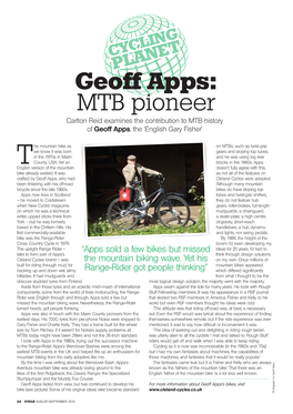 Geoff Apps: MTB Pioneer Carlton Reid Examines the Contribution to MTB History of Geoff Apps, the ‘English Gary Fisher’