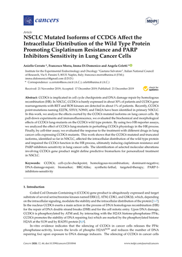 NSCLC Mutated Isoforms of CCDC6 Affect the Intracellular Distribution Of