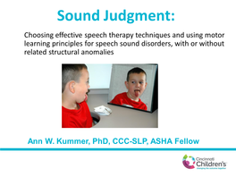 Sound Judgment: Choosing Effective Speech Therapy Techniques And