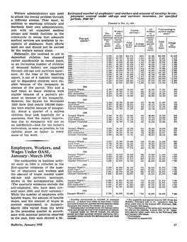 Employers, Workers, and Wages Under OASI, January–March 1954