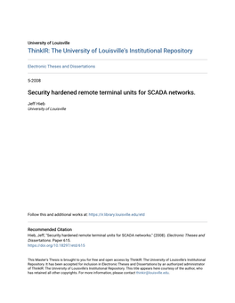 Security Hardened Remote Terminal Units for SCADA Networks