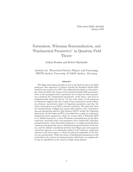 Naturalness, Wilsonian Renormalization, and “Fundamental Parameters” in Quantum Field Theory