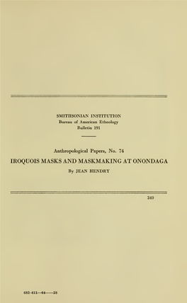 IROQUOIS MASKS and MASKMAKING at ONONDAGA by JEAN HENDRY