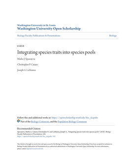 Integrating Species Traits Into Species Pools Marko J