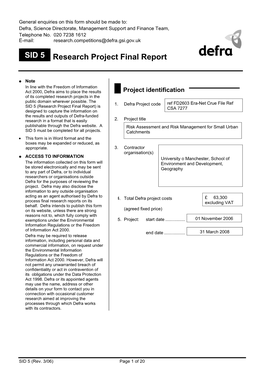 Risk Assessment and Risk Management for Small Urban Catchments