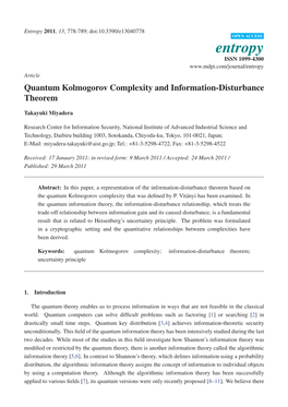 Quantum Kolmogorov Complexity and Information-Disturbance Theorem