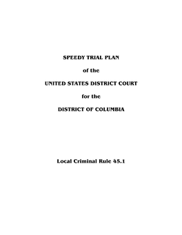 Speedy Trial Plan