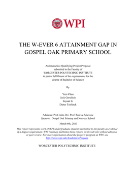 The W-Ever 6 Attainment Gap in Gospel Oak Primary School