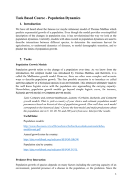 Population Dynamics 1