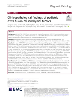 Clinicopathological Findings of Pediatric NTRK Fusion