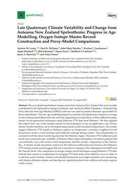 Late Quaternary Climate Variability and Change from Aotearoa