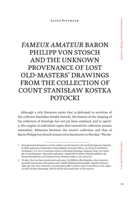 Fameux Amateur Baron Philipp Von Stosch and the Unknown Provenance of Lost Old Masters' Drawings from the Collection of Count