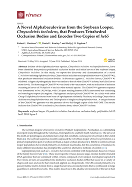 A Novel Alphabaculovirus from the Soybean Looper, Chrysodeixis Includens, That Produces Tetrahedral Occlusion Bodies and Encodes Two Copies of He65