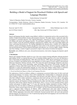 Building a Model of Support for Preschool Children with Speech and Language Disorders