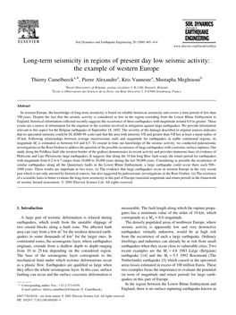 Long-Term Seismicity in Regions of Present Day Low Seismic Activity: the Example of Western Europe