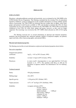 PHOSALONE EXPLANATION Phosalone, a Phosphorodithioate