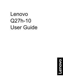 Lenovo Q27h-10 User Guide Product Numbers C20270QL0 66A7-G*C2-WW