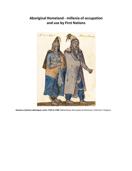 Aboriginal Homeland - Millenia of Occupation and Use by First Nations