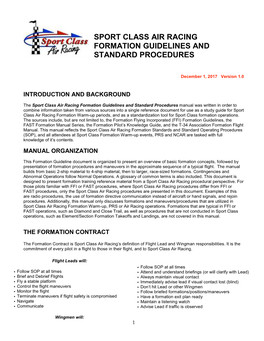 Sport Class Formation Guidelines