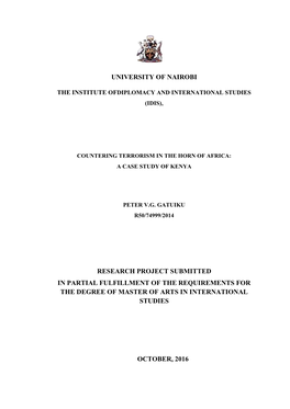 Countering Terrorism in the Horn of Africa: a Case Study of Kenya