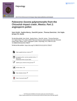 Paleocene–Eocene Palynomorphs from the Chicxulub Impact Crater, Mexico